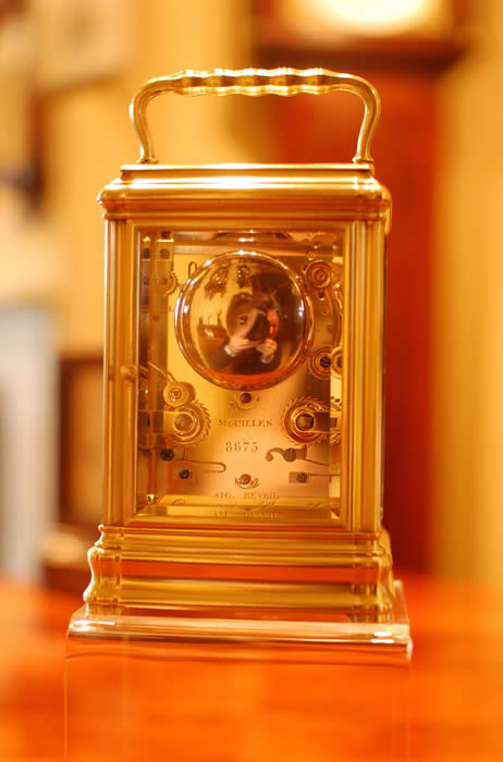 Carriage clock by Leroy & Fils and stamped by Drocourt rear view