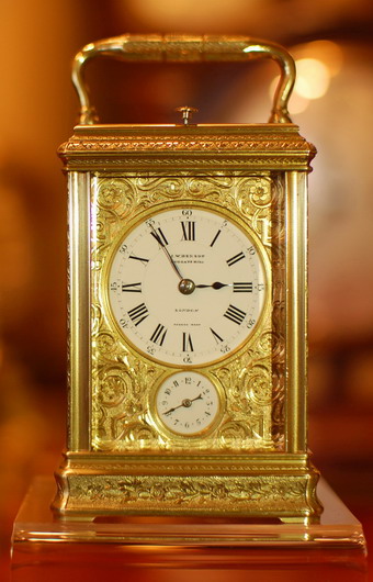 Petite Sonnerie Carriage clock with masked dial by J.W.Benson of Ludgate Hill London