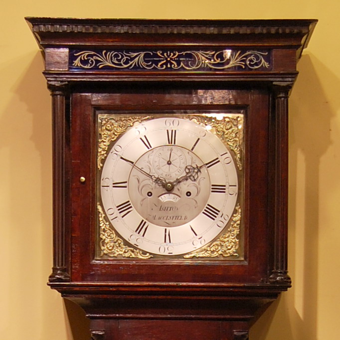 A fine oak Lancashire Longcase clock of good proportions with full 12 