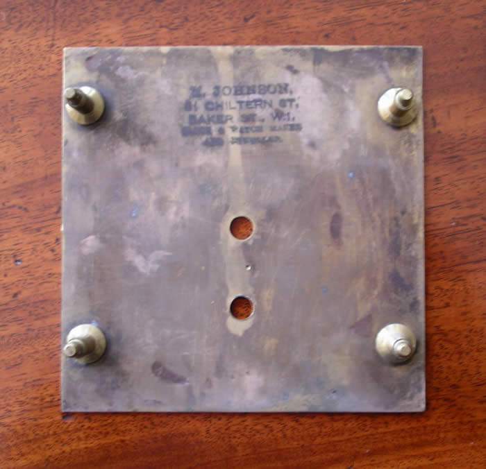 J AND L RIEDER LIBRARY CLOCK dial rear