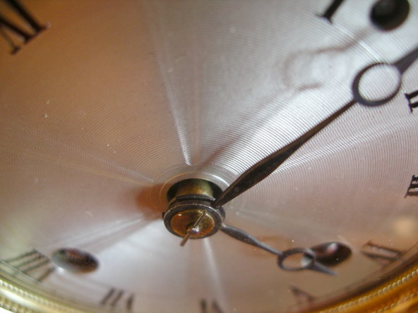 A very fine marquetry inlaid rosewood mantel clock of superb proportions, very good colour and patina with small lenticel below the decorative handle to view the original and highly unusual 'single Chaff cutter' escapement , The 3