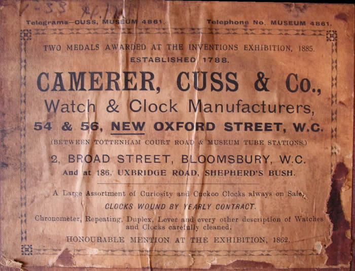 Label of Camerer Cuss wall clock 