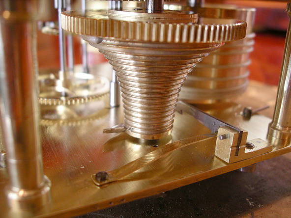 Fusee wheel and barrel showing gut line and fusee lock