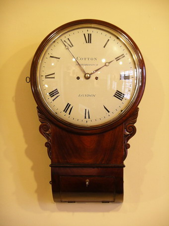 Convex drop dial wall clock by Cotton of 90 shoredith London circa 1820  