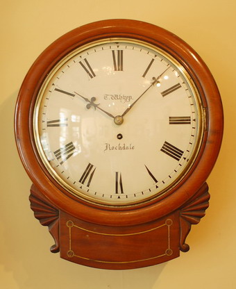 Thomas Whipp of Rochdale drop dial wall clock with fusee movement 